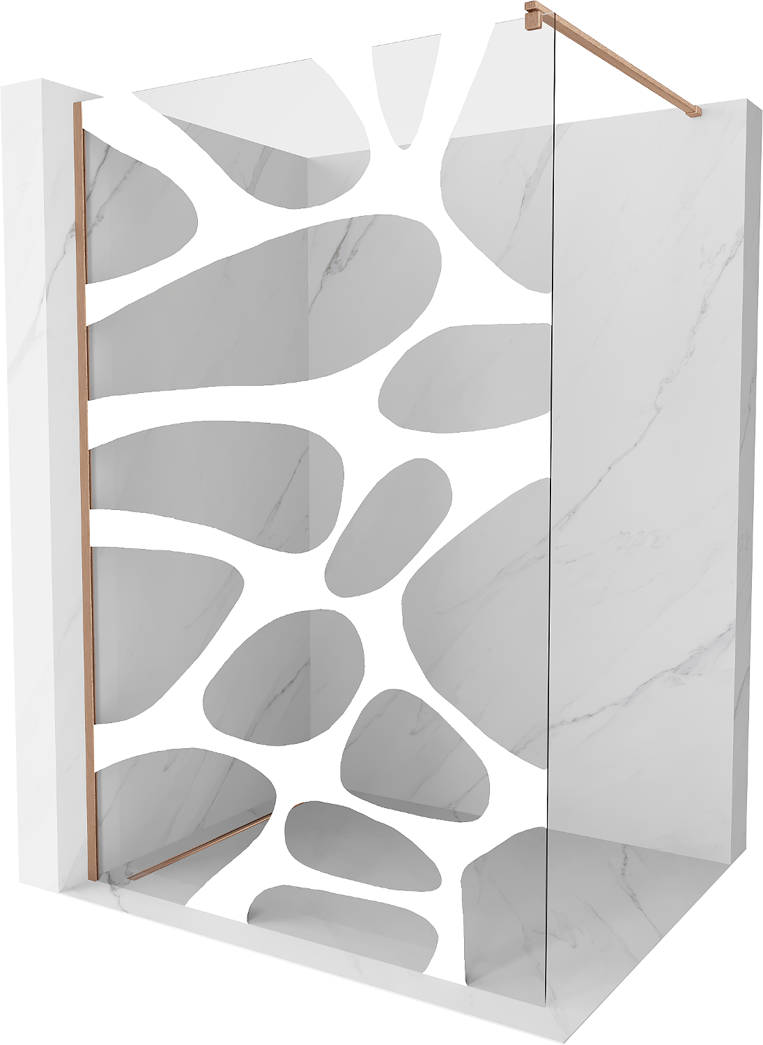 Mexen Kioto ścianka prysznicowa Walk-in 140 x 200 cm, biała fala 8 mm, miedź szczotkowana - 800-140-101-65-97